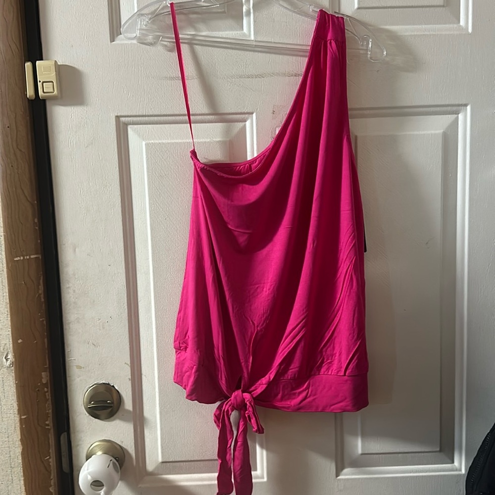 TORRID Super Soft One Shoulder Tie Front Crop Top: PINK: NEW WITH TAGS: SZ 0 (L)